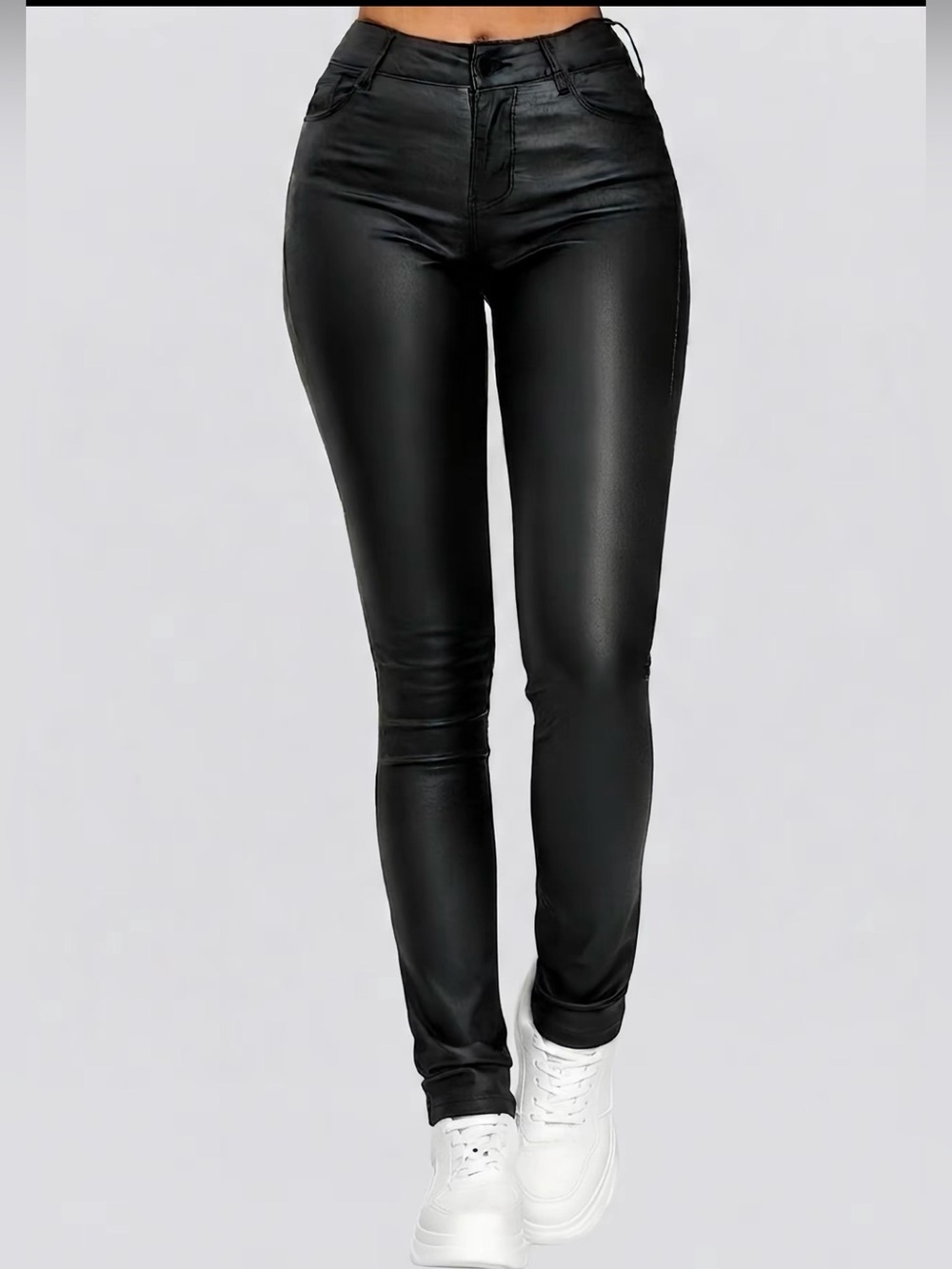 Black High-Waisted Faux Leather Skinny Pants – Size S